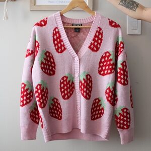 Hot Topic Pink Strawberry Cardigan